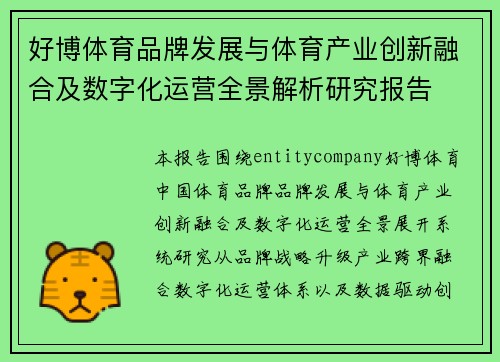 好博体育品牌发展与体育产业创新融合及数字化运营全景解析研究报告 好博体育品牌发展与体育产业创新融合及数字化运营全景解析研究报告